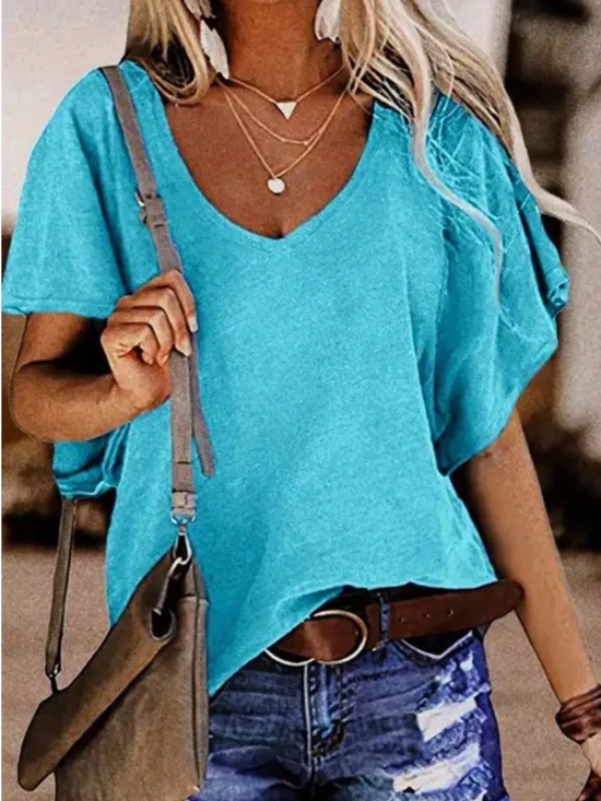Flamingals Tops - Flamingals Solid Ruffle Armhole T-Shirt L PG2-25